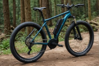 Electric mountain bike with long battery life for trail adventures